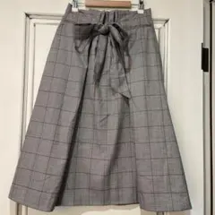 ユナイテッドアローズ　チェック柄フレアスカート グレー　Aライン　サイズ36