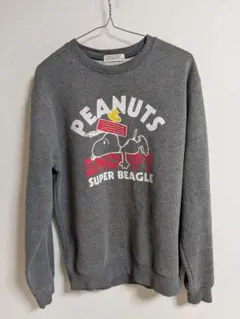 PEANUTS スヌーピー プリント スウェット グレー Lサイズ ユニセックス