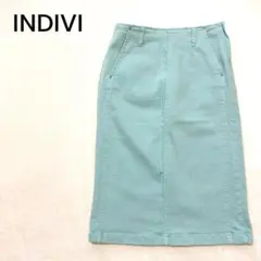 INDIVI　タイトスカート　膝丈スカート　36　Sサイズ　ライトグリーン