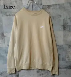 NIKE ナイキ Lsize 刺繍ロゴ ワンポイントロゴ スウェット クリーム色