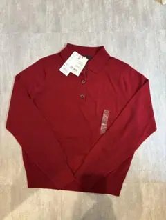 【定価¥3,990】ユニクロ メリノポロセーター レッド M
