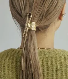 GOLDY メタル　ノット　ヘアカフ　マットゴールド　ヘアゴム　ヘアアクセサリーのサムネイル