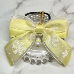 ペンライトキンブレうちわリボン　雪の結晶スノーマン 黄色 レモンイエロー