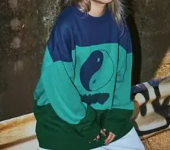 NYUDROPニュードロップ 陰陽デザイン ニット セーター ブルー