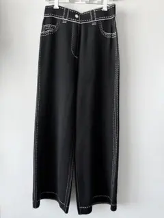 バーチ•ドゥエ トロンプルイユ デニム柄ニットパンツ