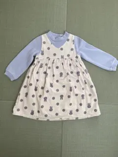 ミッフィー・ウサギ柄ドットワンピース 七分袖