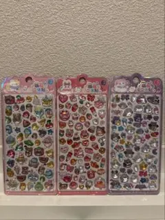 【おまけ付き】ボンボンドロップシール３枚セット　生き物 食べ物