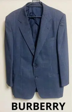 バーバリーブレザー BURBERRYネイビーグレーチェック テーラードジャケット