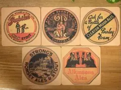 ヴィンテージ風　紙コースター　5枚SET