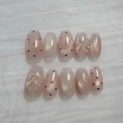 020ネイルチップ マグネット リボン ピンク オーダー受付中