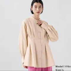 PLST パールボタンペプラムブラウス