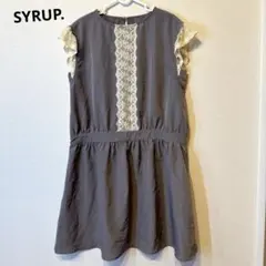 シロップ　SYRUP. グレー レース袖 ひざ丈ワンピース　ノースリーブのサムネイル