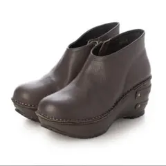 ヒナ デイ グリーン　本革製 厚底 アンクルブーツ （チャコール）　Lサイズ