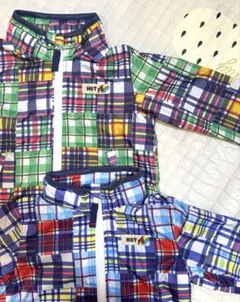 ホットビスケッツ、チェック柄ウィンドブレーカー 80、双子