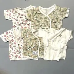 新生児　短肌着・コンビ肌着5枚セット　花柄