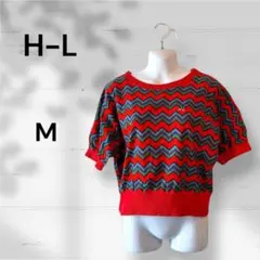 H-L レディース　半袖カットソー（M）ニット　薄手　カラフル　個性的　春夏