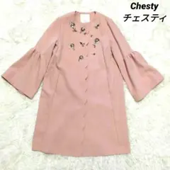 Chesty チェスティ スプリングコート フラワービジュー ピンク
