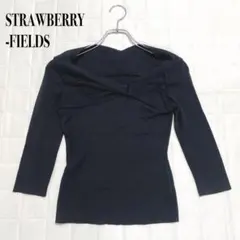 ....STRAWBERRY FIELDS 五分袖ニット　ブラック