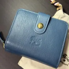 限定カラー】イルビゾンテ ラウンドファスナー 二つ折り財布 ブルー 