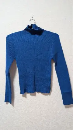 GRL 青 リブニットセーター L