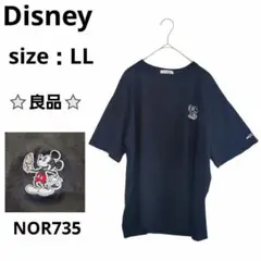 ディズニー ミッキーマウス刺繍 Tシャツ 黒 LL 初夏 着回し 大きいサイズ