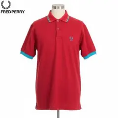FRED PERRY ポロシャツ XS 赤×水色ライン コットン100％