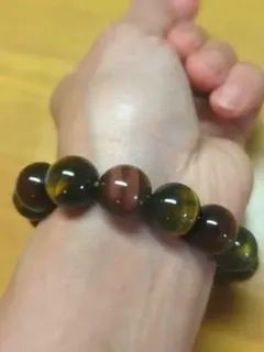 タイガーアイ 天然石ブレスレット　高品質　美品 約14ミリ玉