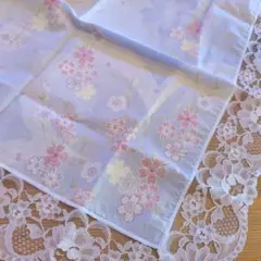 新品　桜とレースの大判ハンカチ