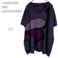 ♦︎コントワー•デ•コトニエ【M】半袖カシミヤニットTシャツ Vネックトップスのサムネイル