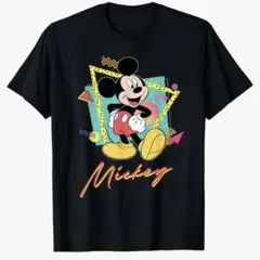 ディズニー ミッキーマウス レトロ 90年代 Tシャツ 黒 L メンズ ブラック