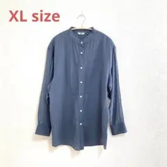 UNIQLO U 大きいサイズ シアーバンドカラーシャツ 長袖 XL ネイビー系のサムネイル