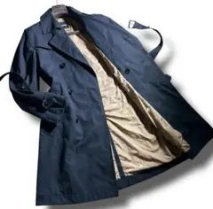 【現行品】 HUGO BOSS ヒューゴボス トレンチコート 黒 L相当 ベルト HUGO BOSS (ヒューゴボス) バックル付きベルト ダブルボタン ロング
