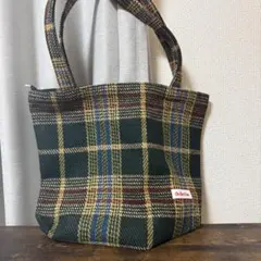On Our Ownチェック柄 トートバッグ グリーン 韓国 新品未使用 大容量
