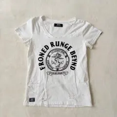 バックス 半袖Tシャツ【F】ホワイト白 Y2K グラフィックプリント 穴あきのサムネイル