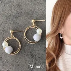 グレー　パール　2点目より半額　ハンドメイドピアス　イヤリング