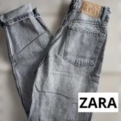 ZARA ｜グレー ダメージデニムパンツ
