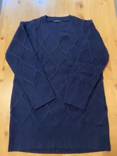 バンヤードストーム　 ウールVネックニット　チュニック丈