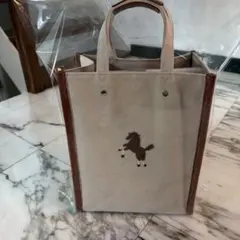 新品　SEVEN TEN ワンポイント馬の刺繍 キャンバストートバッグ　小