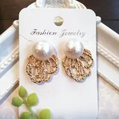 ファッションジュエリー パールピアス ゴールド(ハンドメイド)2ウェイ