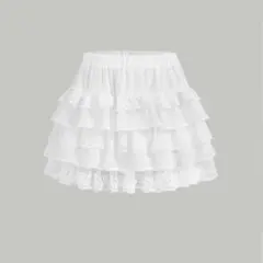 SHEIN ホワイトフリルレースミニスカート S
