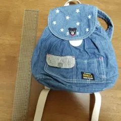 ミキハウス　ダブルビー　くまリュックサック　デニム素材