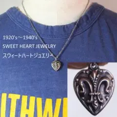 30s　スウィートハートジュエリー　パフィハート　シルバー　ネックレス　リボン鈴 30s スウィートハートジュエリー パフィハート シルバー