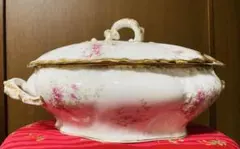 アンティーク リモージュ　大型　スープボウル　蓋付き　レードル添付のサムネイル