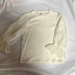 INGNI アイボリー フリル付き五分袖リブトップスM