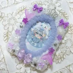 B8 硬質ケースデコ　ホイップデコ　トレカケースデコ（紫貝殻リボン）