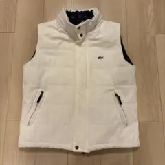 LACOSTE ラコステ 鹿の子 ダウンベスト 白 L 襟収納フード ピケ