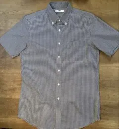 ユニクロ ￼メンズ￼ ギンガムチェック 半袖ボタンダウンシャツ M