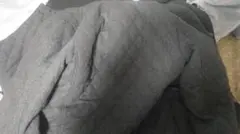 メンズ　グレー キルティング ダウンジャケット