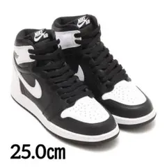 ナイキ エアジョーダン1 レトロ ハイ OG GS ブラック ホワイト 25.0