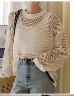 SHEIN dazy メッシュトップス　Mホワイト